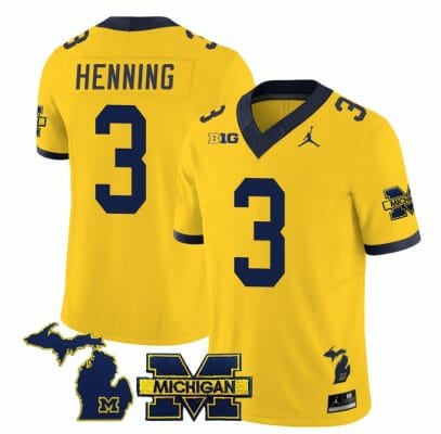 Michigan Wolverines AJ Henning Jersey #3 Special College Football 2023 Stitched Maize