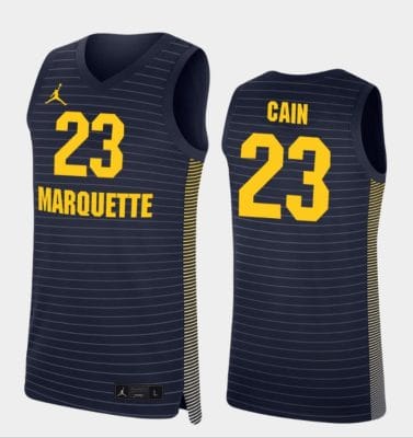 Marquette Golden Eagles Jamal Cain Jersey #23 College Basketball Navy