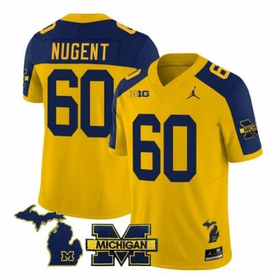 Michigan Wolverines Drake Nugent Jersey #60 Special College Football 2023 Stitched Maize Alternate