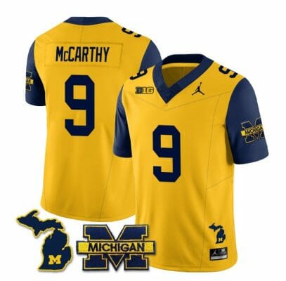 Michigan Wolverines JJ McCarthy Jersey Special #9 College Football 2023 Stitched Navy Sleeves 8 Michigan Wolverines JJ McCarthy Jersey Special #9 College Football 2023 Stitched Navy Sleeves