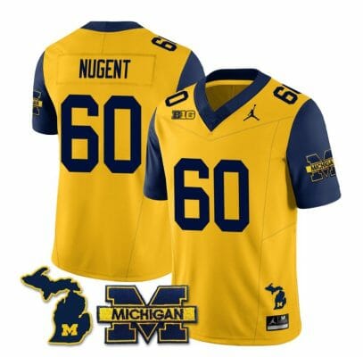 Michigan Wolverines Drake Nugent Jersey #60 Special College Football 2023 Stitched Navy Sleeves