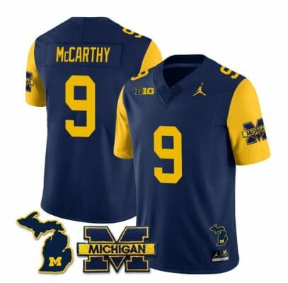 Michigan Wolverines JJ McCarthy Jersey Special #9 College Football 2023 Stitched Maize Sleeves 8 Michigan Wolverines JJ McCarthy Jersey Special #9 College Football 2023 Stitched Maize Sleeves