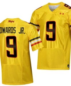 Maryland Terrapins Billy Edwards Jr Jersey #9 College Football Gold 2023 Script Uniform