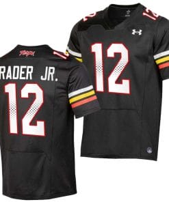 Maryland Terrapins Dante Trader Jr Jersey #12 College Football Black 2023 Replica Uniform