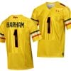 Maryland Terrapins Jaishawn Barham Jersey #1 College Football Gold 2023 Script Uniform