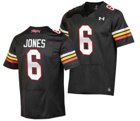 Maryland Terrapins Jeshaun Jones Jersey #6 College Football Black 2023 Replica Uniform