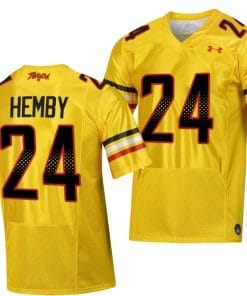 Maryland Terrapins Roman Hemby Jersey #24 College Football Gold 2023 Script Uniform