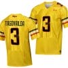 Maryland Terrapins Taulia Tagovailoa Jersey #3 College Football Gold 2023 Script Uniform