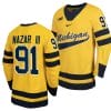 Michigan Wolverines Frank Nazar III Jersey #91 Classic Hockey Maize Replica 2023-24