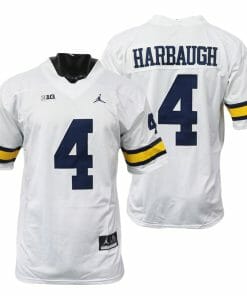 Michigan Wolverines Jim Harbaugh Jersey #4 College Football Game White