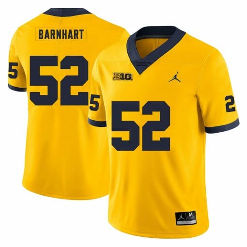 Michigan Wolverines Karsen Barnhart Jersey #52 College Football Game Yellow