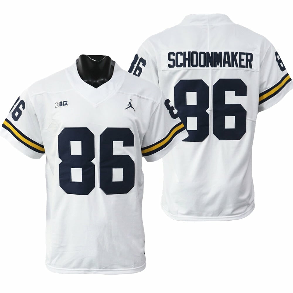 Michigan Wolverines Luke Schoonmaker Jersey #86 College Football Game White 1 Michigan Wolverines Luke Schoonmaker Jersey #86 College Football Game White