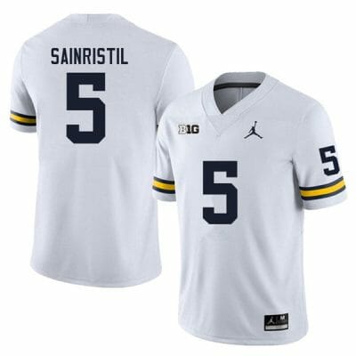 Michigan Wolverines Mike Sainristil Jersey #5 College Football Game White