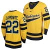 Michigan Wolverines Philippe Lapointe Jersey #22 Classic Hockey Maize Replica 2023-24 5 Michigan Wolverines Philippe Lapointe Jersey #22 Classic Hockey Maize Replica 2023-24