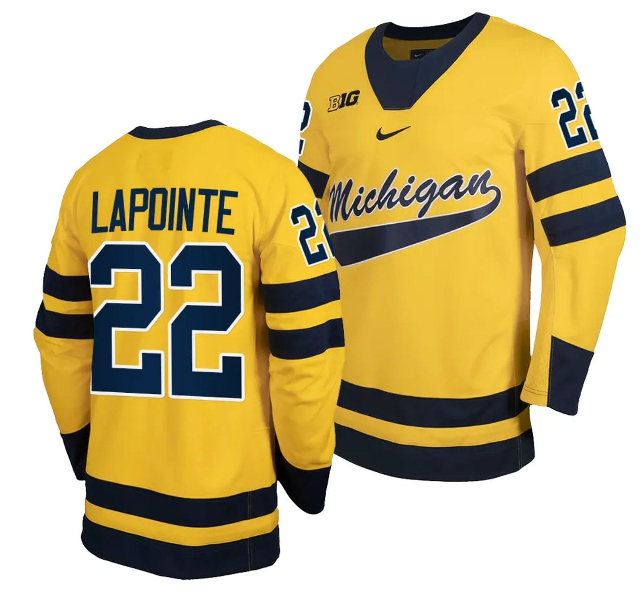 Michigan Wolverines Philippe Lapointe Jersey #22 Classic Hockey Maize Replica 2023-24 1 Michigan Wolverines Philippe Lapointe Jersey #22 Classic Hockey Maize Replica 2023-24