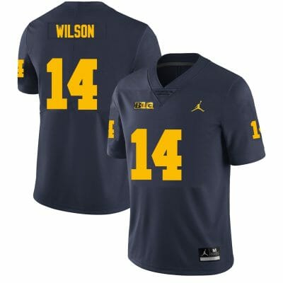 Michigan Wolverines Roman Wilson Jersey #14 College Football Game Navy