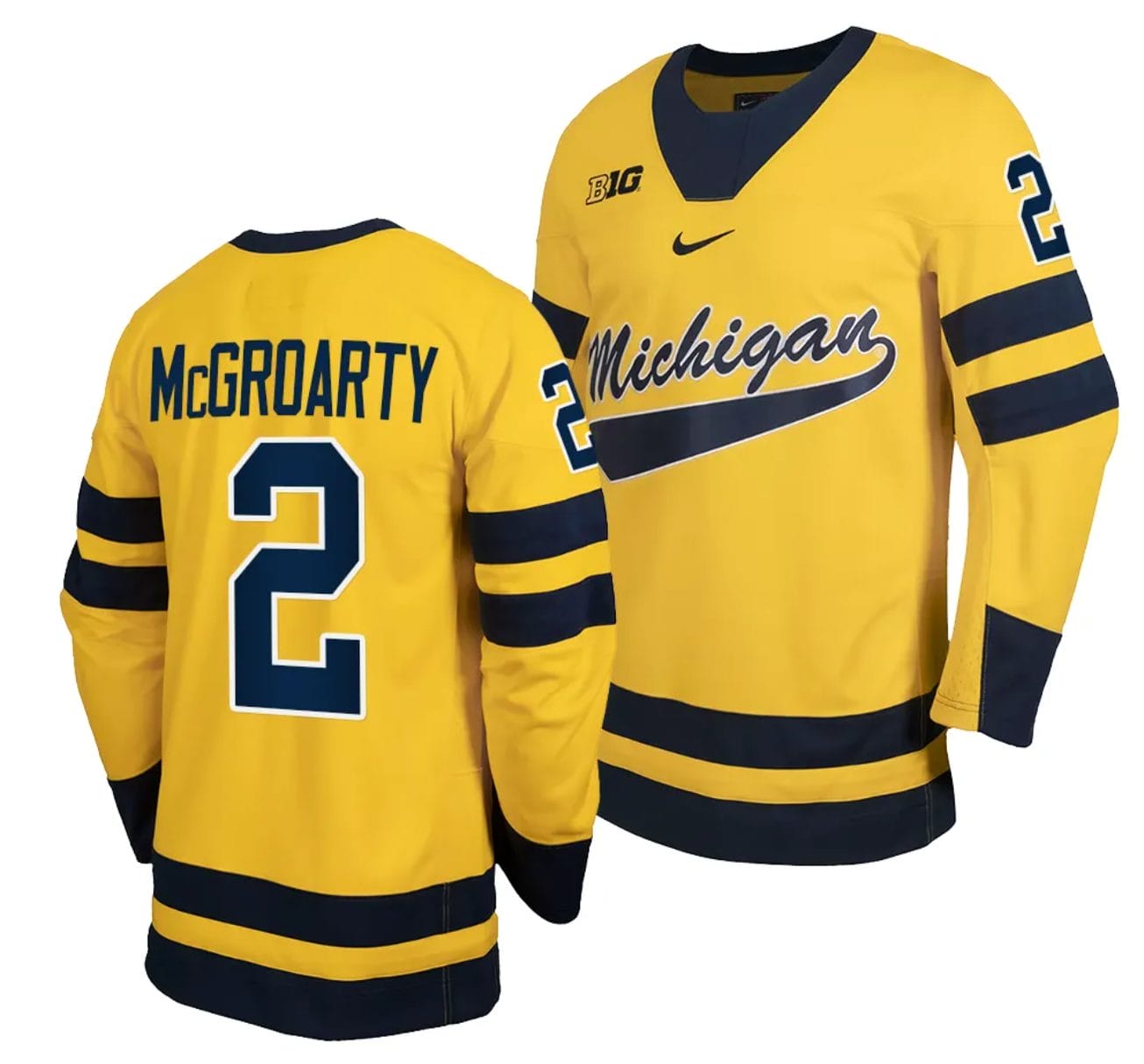 Michigan Wolverines Rutger McGroarty Jersey #2 Classic Hockey Maize Replica 2023-24 1 Michigan Wolverines Rutger McGroarty Jersey #2 Classic Hockey Maize Replica 2023-24