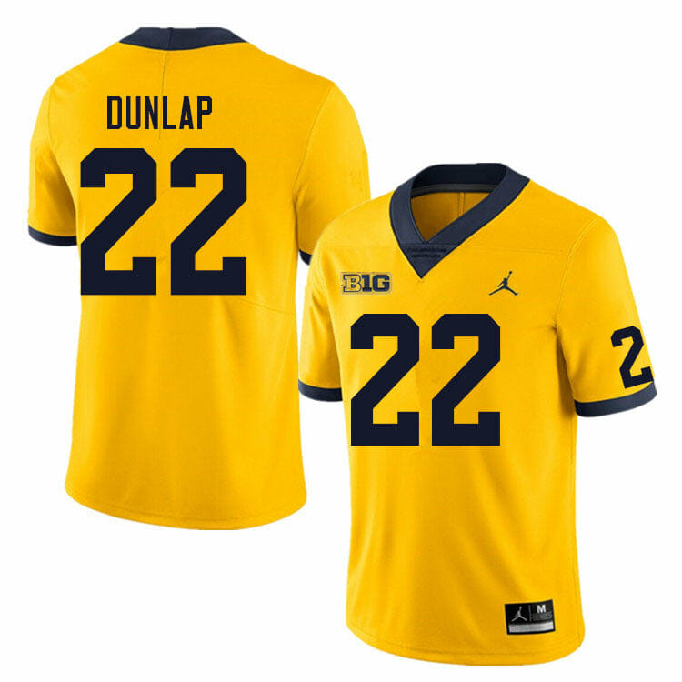 Michigan Wolverines Tavierre Dunlap Jersey #22 College Football Game Yellow 1 Michigan Wolverines Tavierre Dunlap Jersey #22 College Football Game Yellow