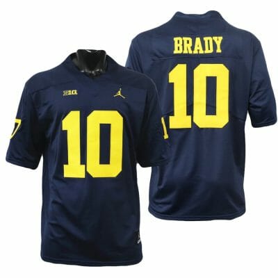 Michigan Wolverines Tom Brady Jersey #10 College Football Game Navy