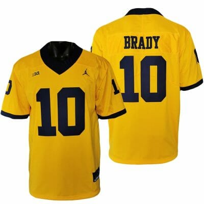 Michigan Wolverines Tom Brady Jersey #10 College Football Game Yellow