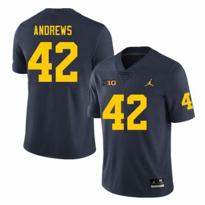 Michigan Wolverines Trevor Andrews Jersey #42 College Football Game Navy