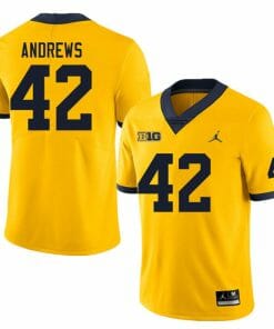 Michigan Wolverines Trevor Andrews Jersey #42 College Football Game Yellow