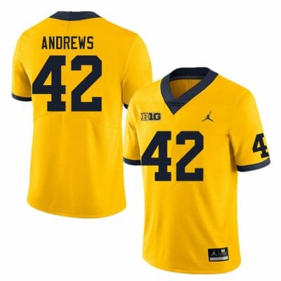 Michigan Wolverines Trevor Andrews Jersey #42 College Football Game Yellow