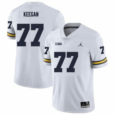 Michigan Wolverines Trevor Keegan Jersey #77 College Football Game White