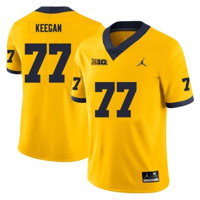 Michigan Wolverines Trevor Keegan Jersey #77 College Football Game Yellow