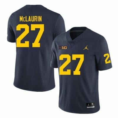 Michigan Wolverines Tyler McLaurin Jersey #27 College Football Game Navy 10 Michigan Wolverines Tyler McLaurin Jersey #27 College Football Game Navy