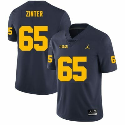Michigan Wolverines Zak Zinter Jersey #65 College Football Game Navy