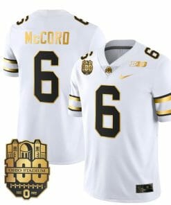 Ohio State Buckeyes Kyle McCord Jersey #6 College Football Stitched White Gold