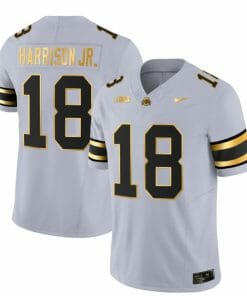 Ohio State Buckeyes Marvin Harrison Jr Jersey #18 College Football Stitched Gray Gold