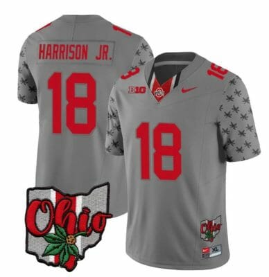 Ohio State Buckeyes Marvin Harrison Jr Jersey #18 College Football Stitched Alternate 2023 Gray 8 Ohio State Buckeyes Marvin Harrison Jr Jersey #18 College Football Stitched Alternate 2023 Gray