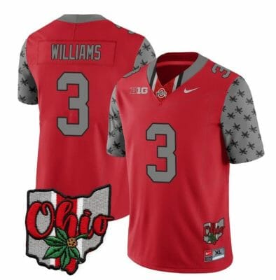 Ohio State Buckeyes Miyan Williams Jersey #3 College Football Stitched Alternate 2023 Red