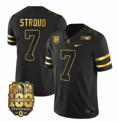 Ohio State Buckeyes CJ Stroud Jersey #7 College Football Stitched Black Gold