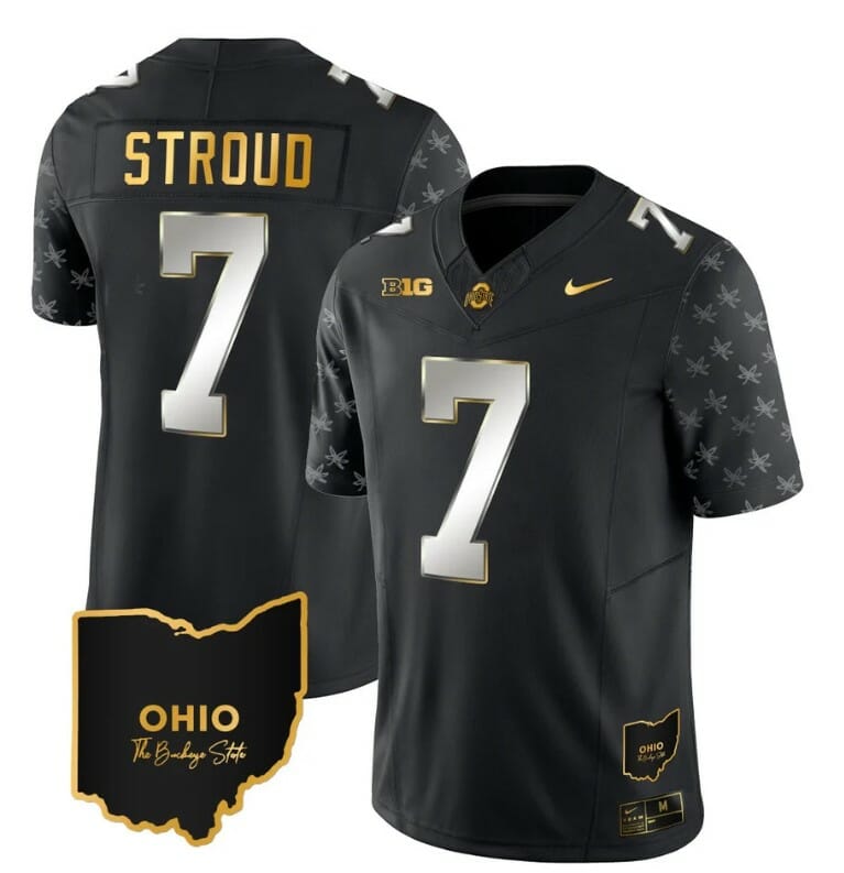 Ohio State Buckeyes CJ Stroud Jersey #7 College Football Stitched Alternate Black Limited 1 Ohio State Buckeyes CJ Stroud Jersey #7 College Football Stitched Alternate Black Limited