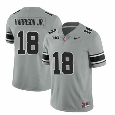 Ohio State Buckeyes Marvin Harrison Jr Jersey #18 College Football Stitched Black Gray 8 Ohio State Buckeyes Marvin Harrison Jr Jersey #18 College Football Stitched Black Gray