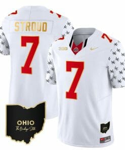 Ohio State Buckeyes CJ Stroud Jersey #7 College Football Stitched Alternate White Gold Trim