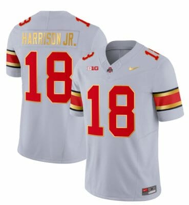 Ohio State Buckeyes Marvin Harrison Jr Jersey #18 College Football Stitched Gold Trim