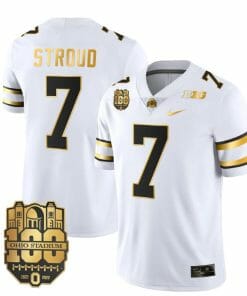 Ohio State Buckeyes CJ Stroud Jersey #7 College Football Stitched White Gold