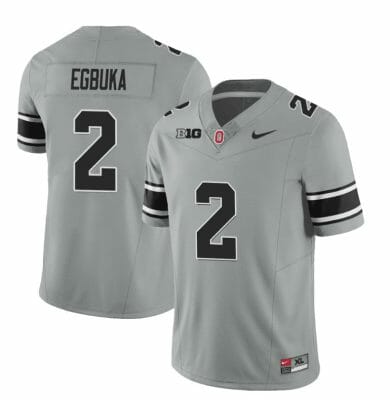 Ohio State Buckeyes Emeka Egbuka Jersey #2 College Football Stitched Black Gray
