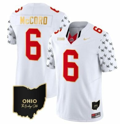 Ohio State Buckeyes Kyle Mccord Jersey #6 College Football Stitched Alternate White Gold Trim