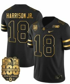 Ohio State Buckeyes Marvin Harrison Jr Jersey #18 College Football Stitched Black Gold
