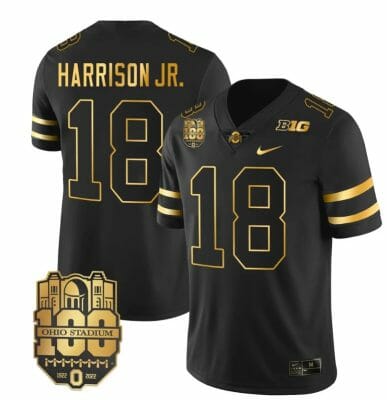 Ohio State Buckeyes Marvin Harrison Jr Jersey #18 College Football Stitched Black Gold 8 Ohio State Buckeyes Marvin Harrison Jr Jersey #18 College Football Stitched Black Gold