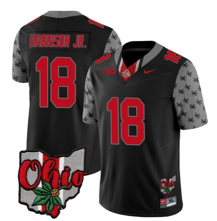 Ohio State Buckeyes Marvin Harrison Jr Jersey #18 College Football Stitched Alternate 2023 Black 1 Ohio State Buckeyes Marvin Harrison Jr Jersey #18 College Football Stitched Alternate 2023 Black