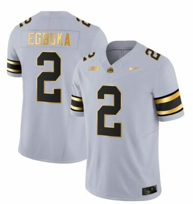 Ohio State Buckeyes Emeka Egbuka Jersey #2 College Football Stitched Gray Gold