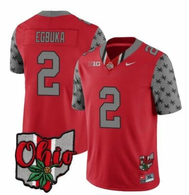 Ohio State Buckeyes Emeka Egbuka Jersey #2 College Football Stitched Alternate 2023 Red
