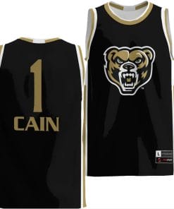 Oakland Golden Grizzlies Jamal Cain Jersey #1 College Basketball Black Blue