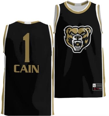 Oakland Golden Grizzlies Jamal Cain Jersey #1 College Basketball Black Blue